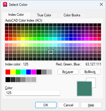 AutoCAD Color Index (ACI) | RGB | HEX